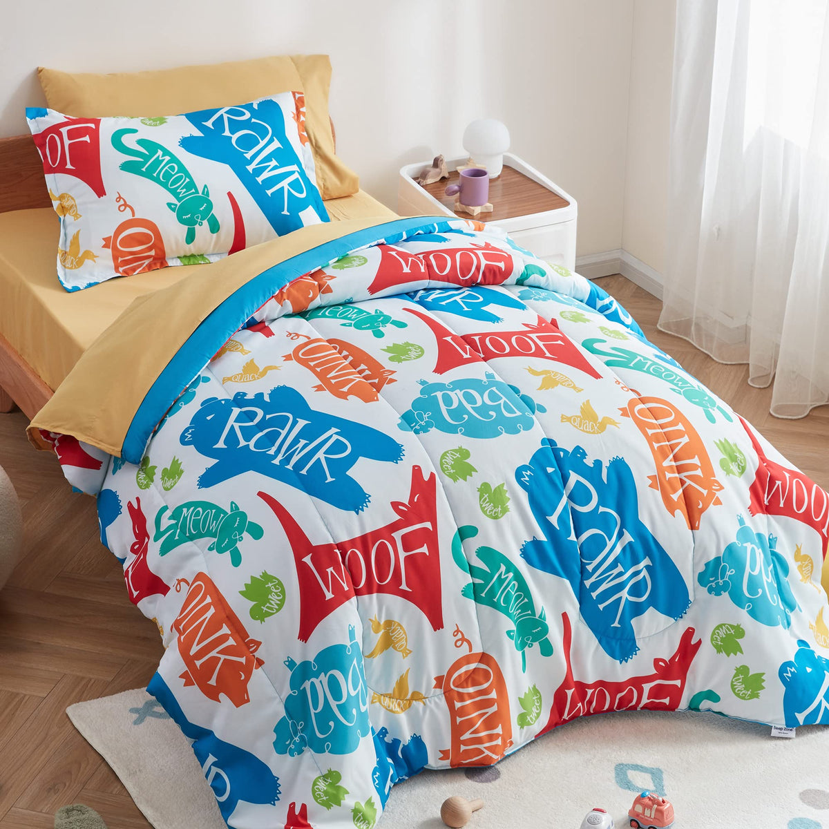SLEEP ZONE Kids Bedding Twin Comforter Set - Super Soft & Cute Printed 2-Piece Comforter Set All Seasons for Boys, Girls, Fade Resistant, Machine Washable, Princess Castle