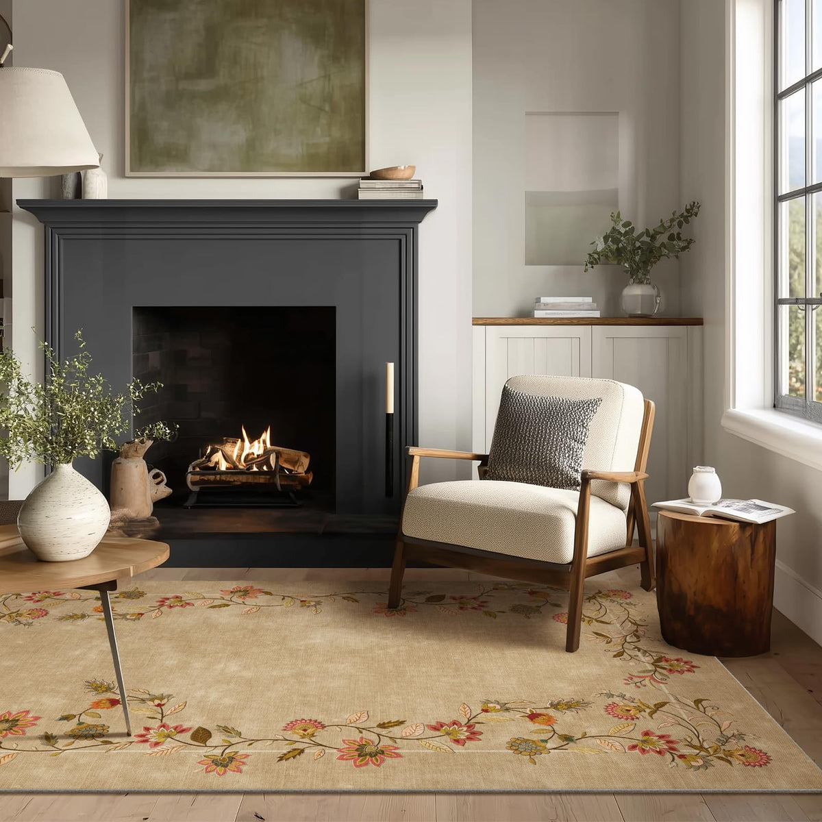 5x7 Area Rug for Living Room: Washable Bedroom Rug Non Slip Low Pile Carpet