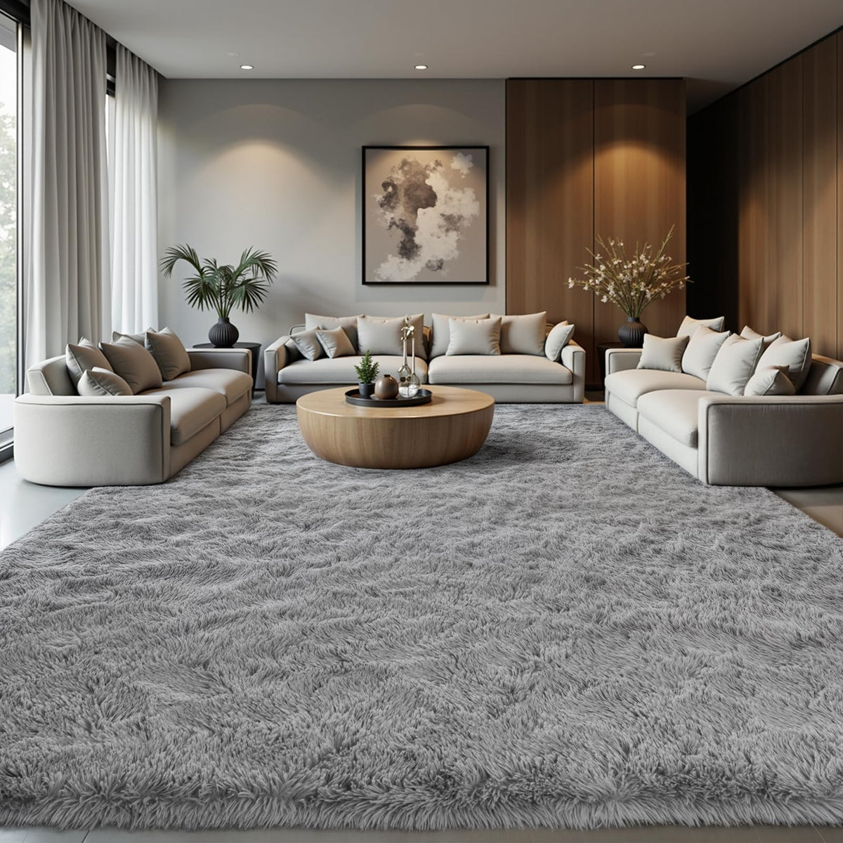 Zentavio Area Rugs for Living Room Grey Rugs for Bedroom 4x6 Carpet Fluffy Furry Soft Shag Aesthetic Plush High Pile Gray Throw Rug for Nursery Kids Room Dorm