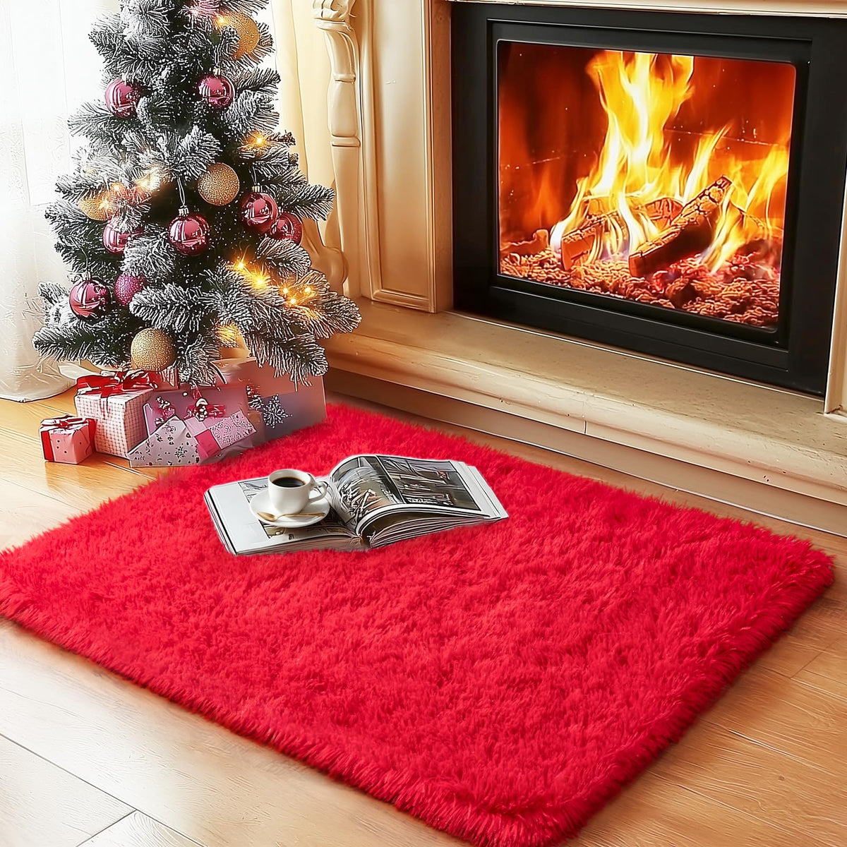 Large Cream White Rugs 5x7, Fluffy Shag Living Room Area Rugs
