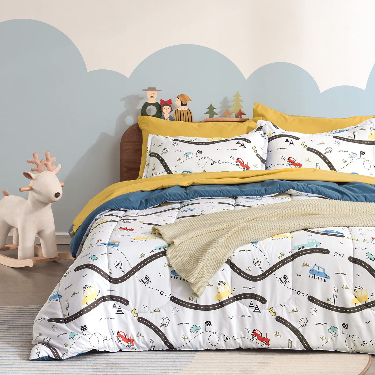 SLEEP ZONE Kids Bedding Twin Comforter Set - Super Soft & Cute Printed 2-Piece Comforter Set All Seasons for Boys, Girls, Fade Resistant, Machine Washable, Princess Castle
