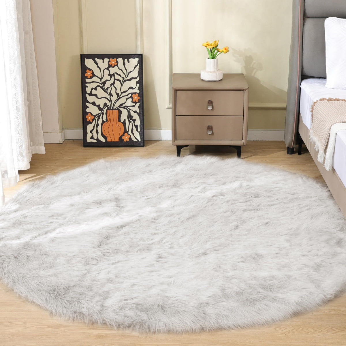 ORINOVA White Faux Sheepskin Fuzzy Fur Rugs for Bedroom Small Machine Washable Fluffy Area Rugs for Living Room 2x4 Shag Nursery Rug
