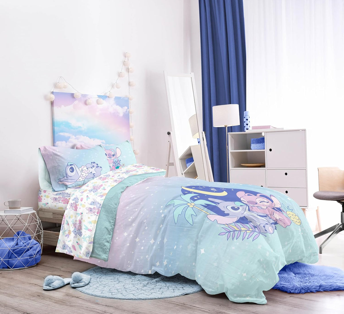Disney Lilo & Stitch Twin Comforter Set, 5 Pc Bed in a Bag, Reversible