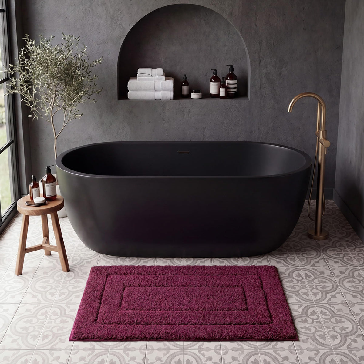 GRANNY SAYS Gray Bathroom Rug 16" x 24", Non-Slip Microfiber Bath Mat