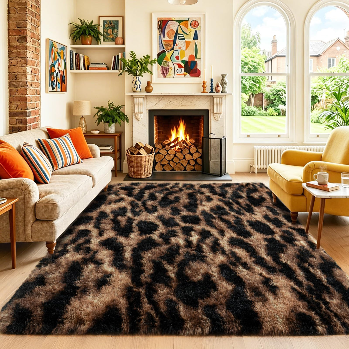 Black Rug for Bedroom, Soft Shaggy Modern Shag 4x6 Area Rugs for Living Room, Upgrade Non-Slip Plush Fluffy Carpet for Kids Boys Girls Room Dorm Home Decor Aesthetic