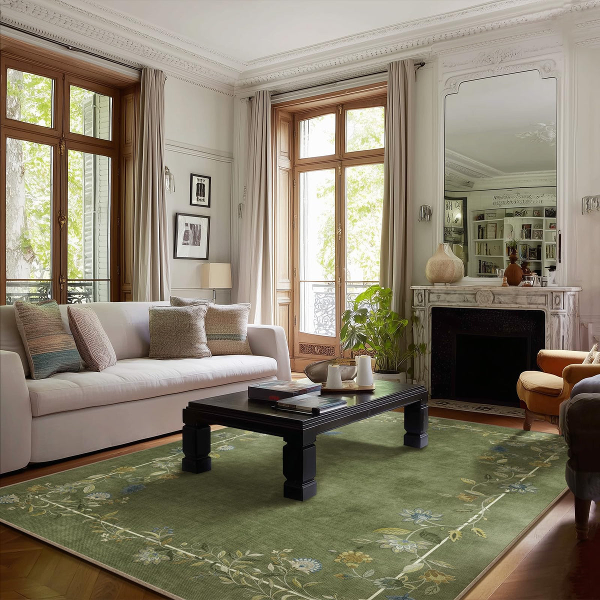 5x7 Area Rug for Living Room: Washable Bedroom Rug Non Slip Low Pile Carpet