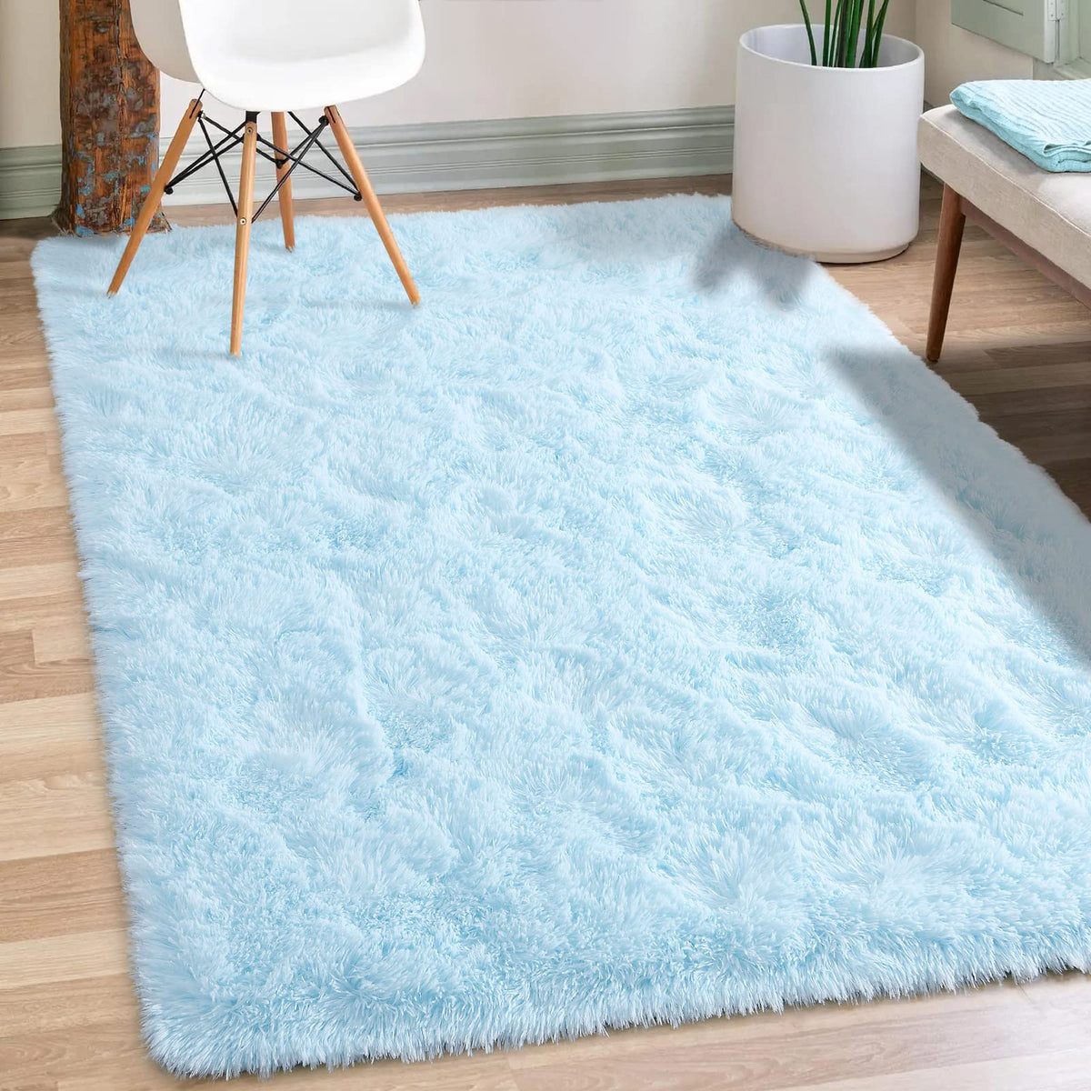Merelax Soft Area Rug for Livingroom Bedroom, Machine Washable 4x6 Black Rugs Fluffy Shaggy Bedside Rug, Non Slip Indoor Carpet for Nursery Kids Room Home Decor Aesthetic