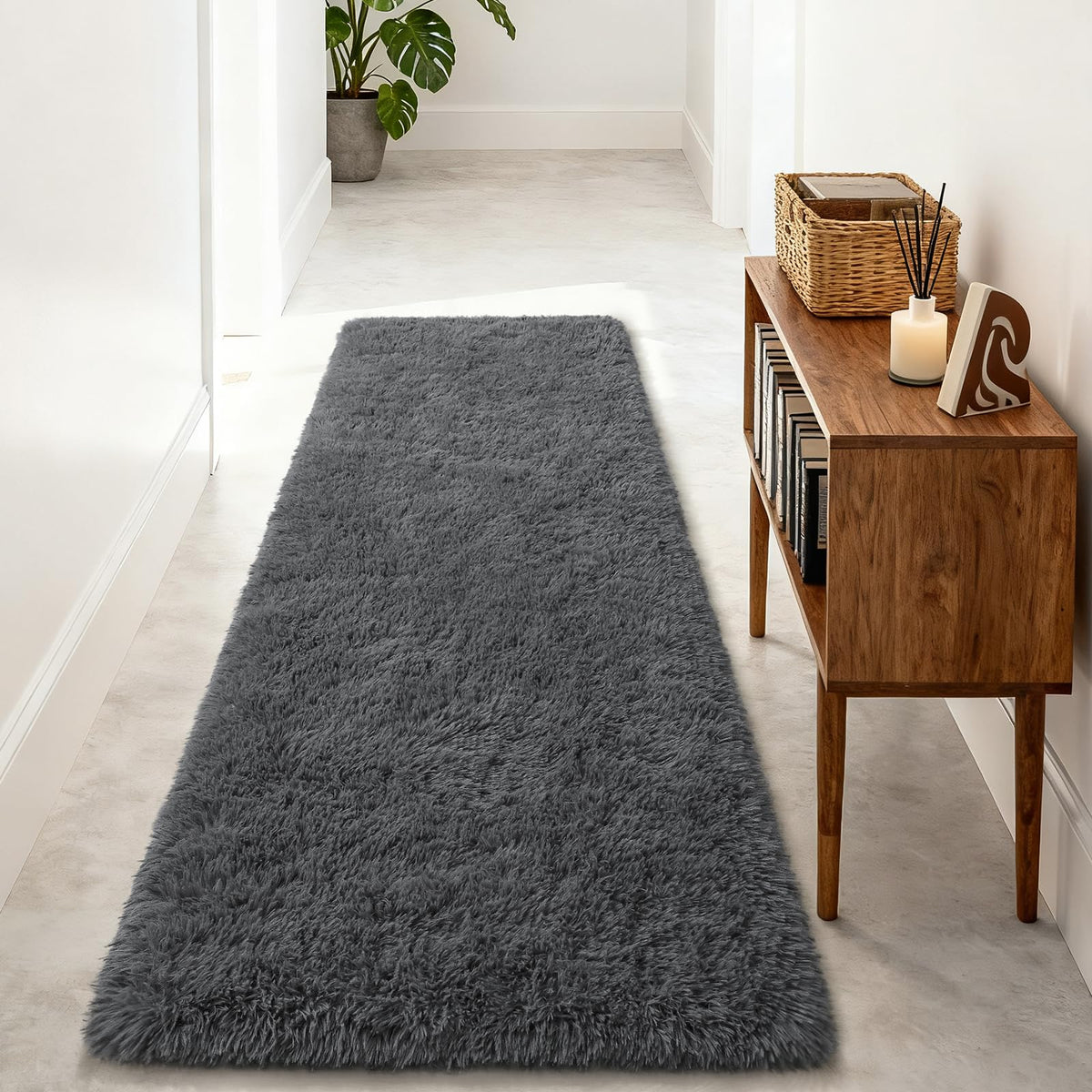 Merelax Soft Area Rug for Livingroom Bedroom, Machine Washable 4x6 Black Rugs Fluffy Shaggy Bedside Rug, Non Slip Indoor Carpet for Nursery Kids Room Home Decor Aesthetic