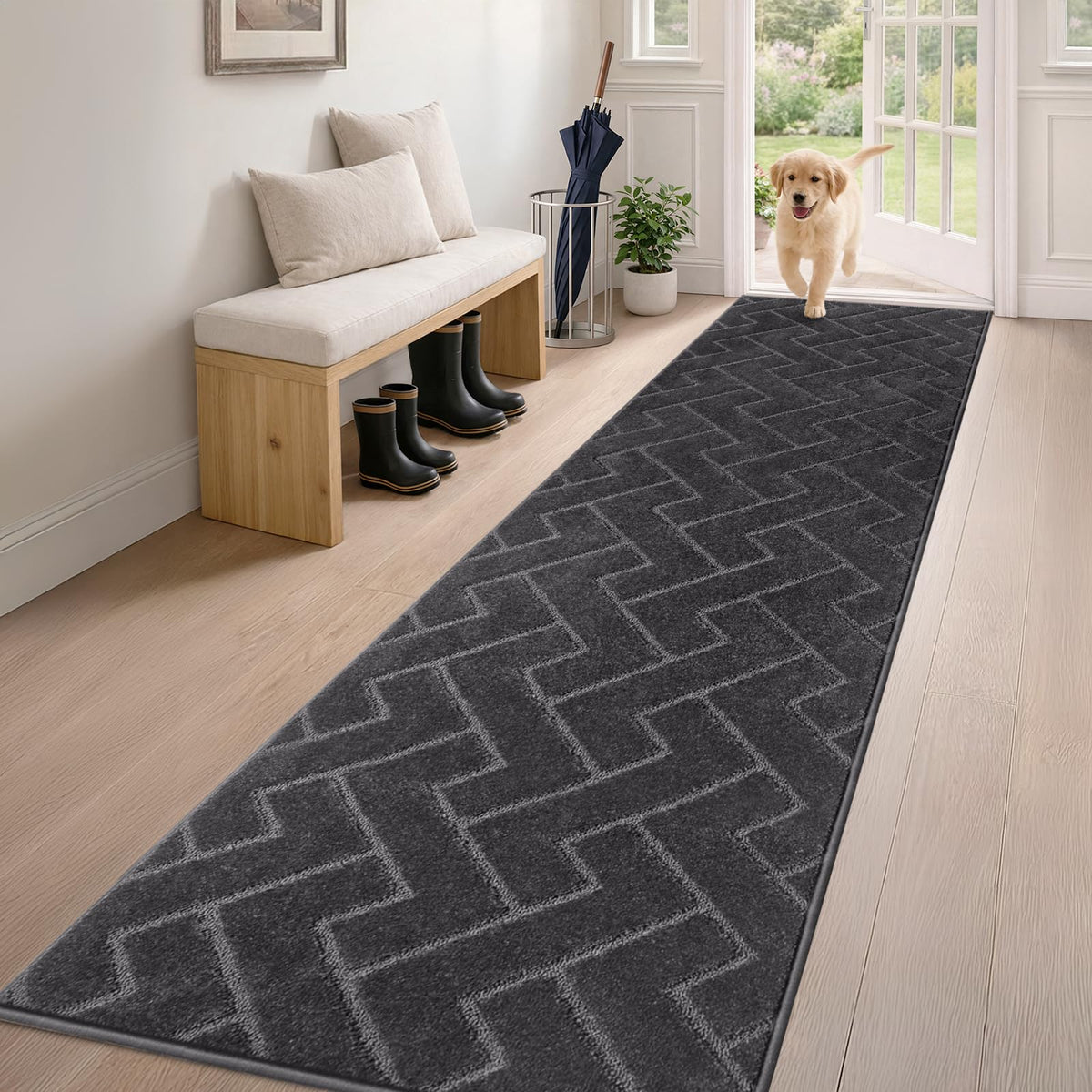 PURRUGS Dirt Trapping Door Mat Indoor Entrance, 20" x 31.5", Grey
