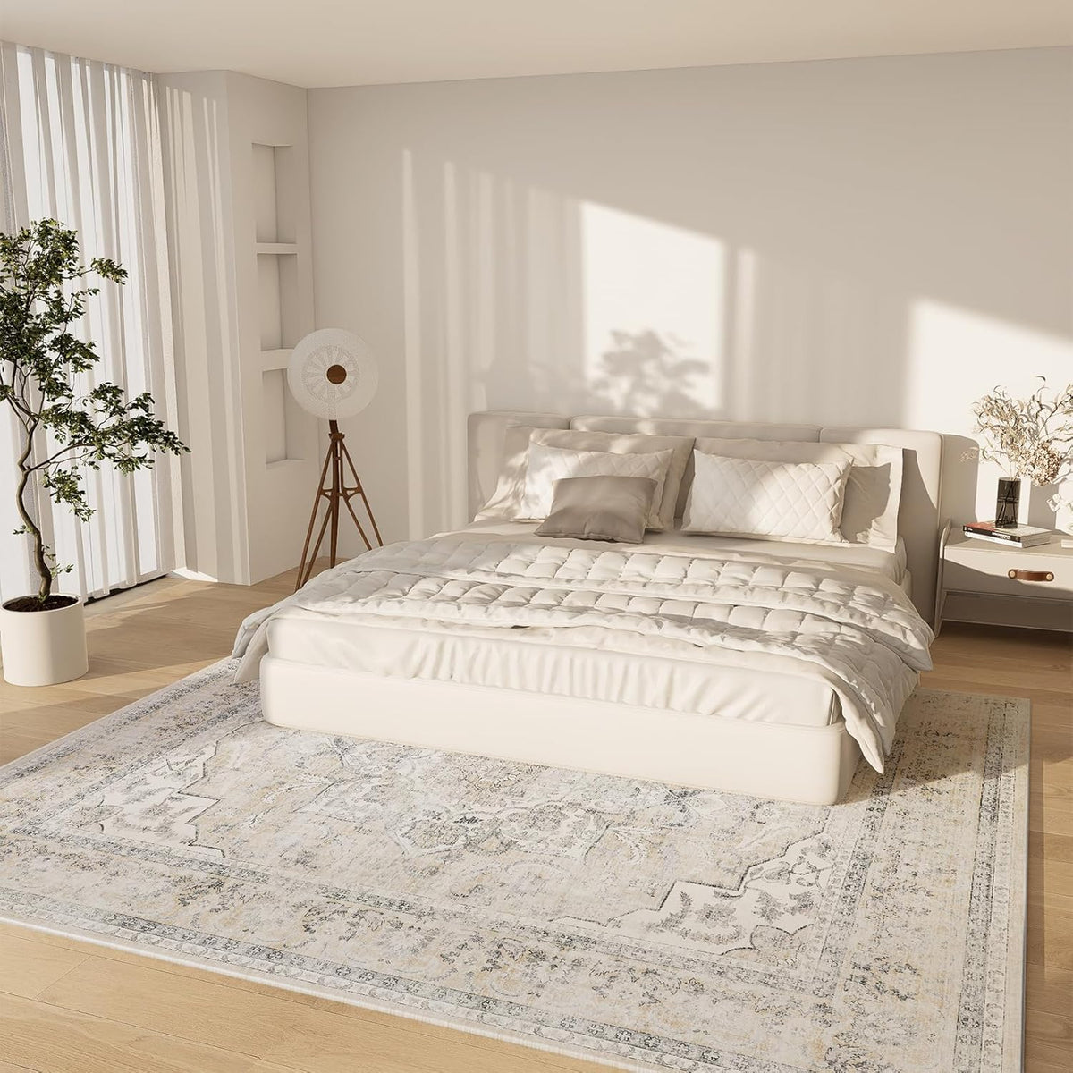 5x7 Area Rug for Living Room: Washable Bedroom Rug Non Slip Low Pile Carpet