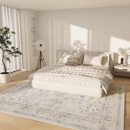 5x7 Area Rug for Living Room: Washable Bedroom Rug Non Slip Low Pile Carpet