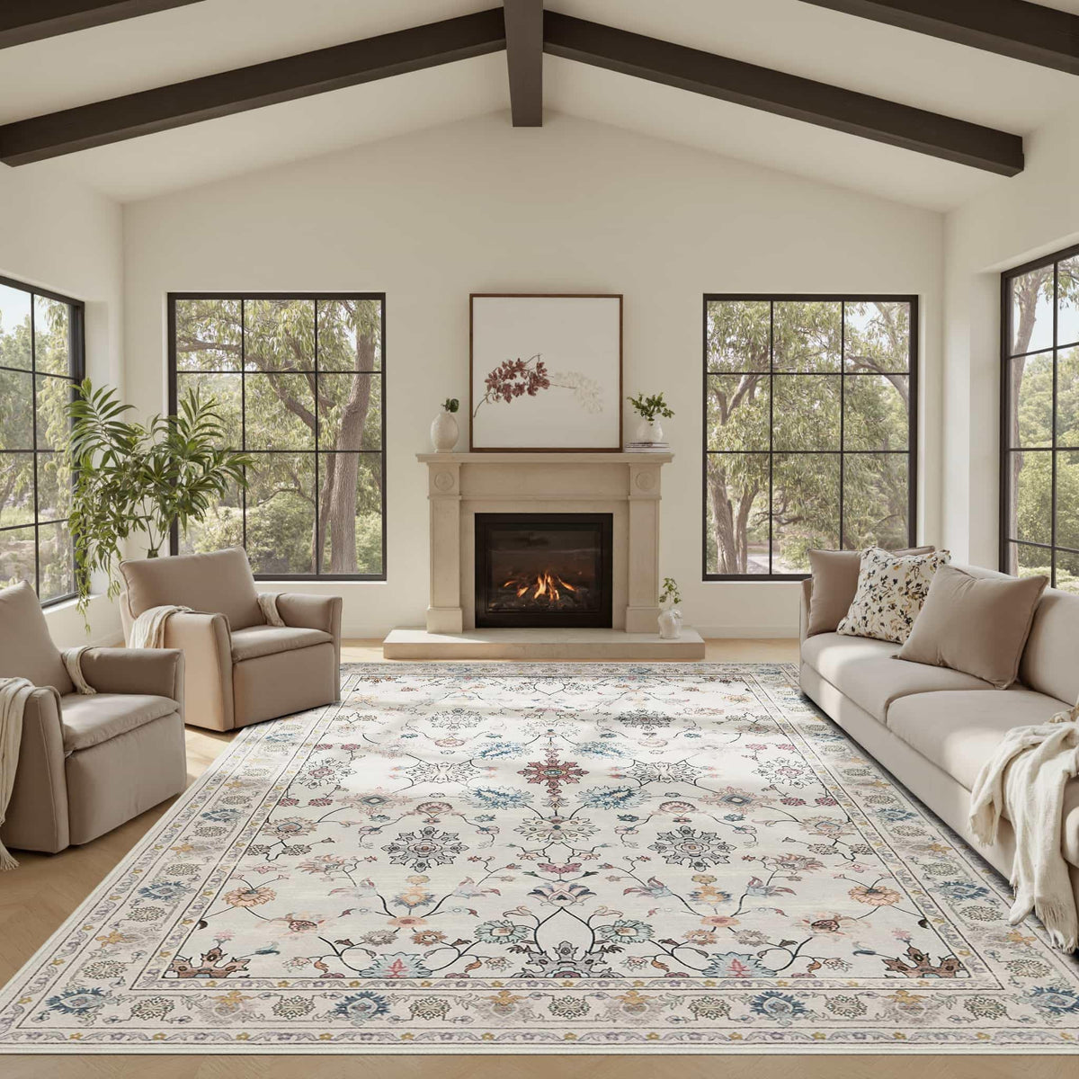 Rugxara Grey 5x7 Area Rugs for Bedroom & Living Room