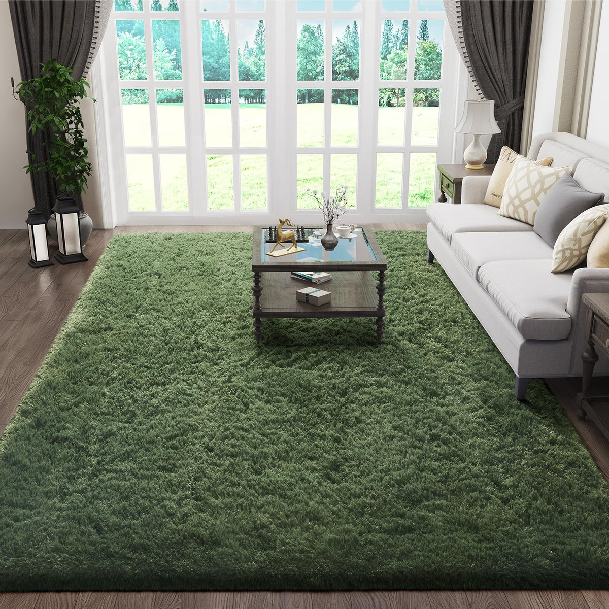 Ophanie Round Rugs 5Ft Ivory Circle Area Rug,Baby Nursery Living Room Bedroom Decor Circular Carpet 5 Foot,Fluffy Fuzzy Shag Plush Cream for Kids Boys Girls Teen with Over 99 pcs Pile fibers