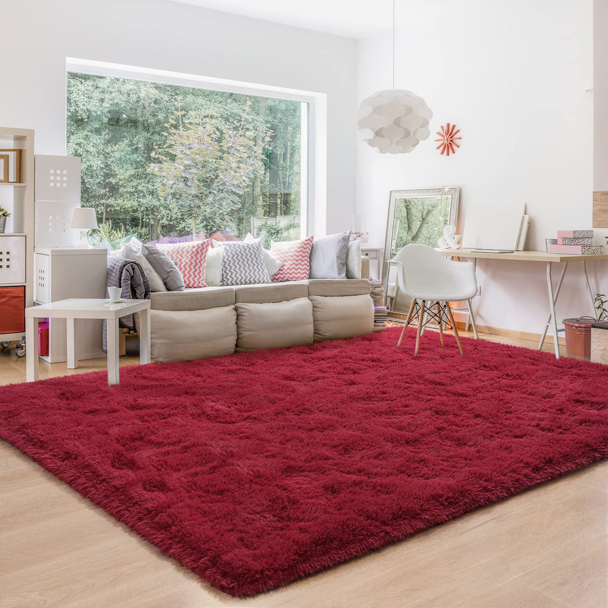 BENRON Cream White Fluffy Rugs for Living Room Bedroom 4x6, Washable