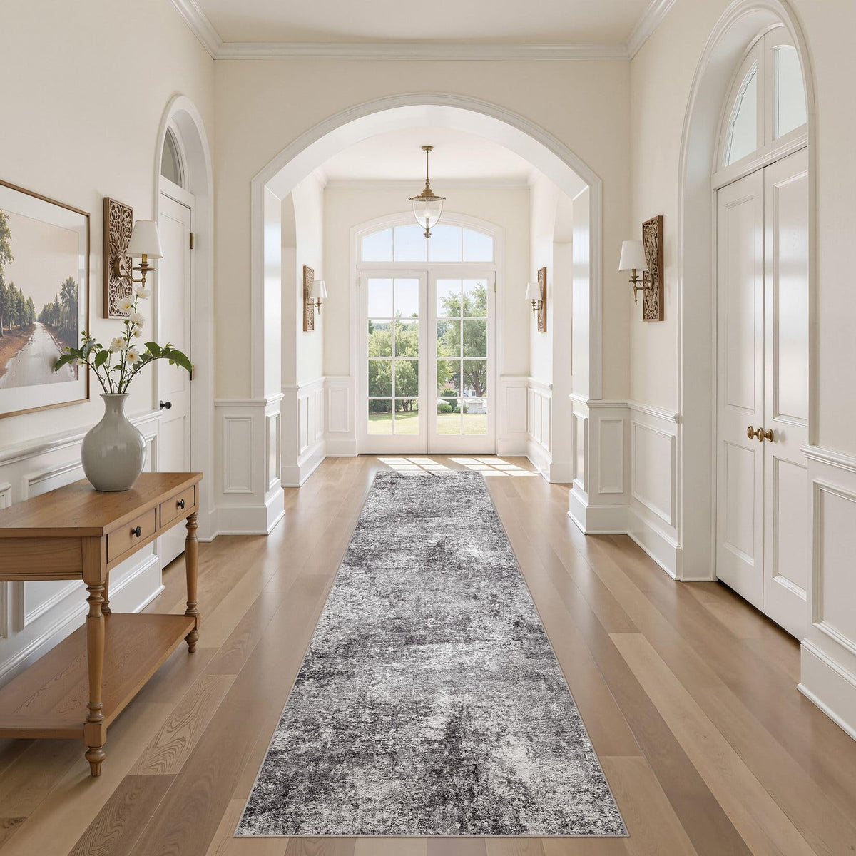 DMOYEST Area Rug Living Room Rugs 5x7 Washable Abstract Beige Blue Carpet