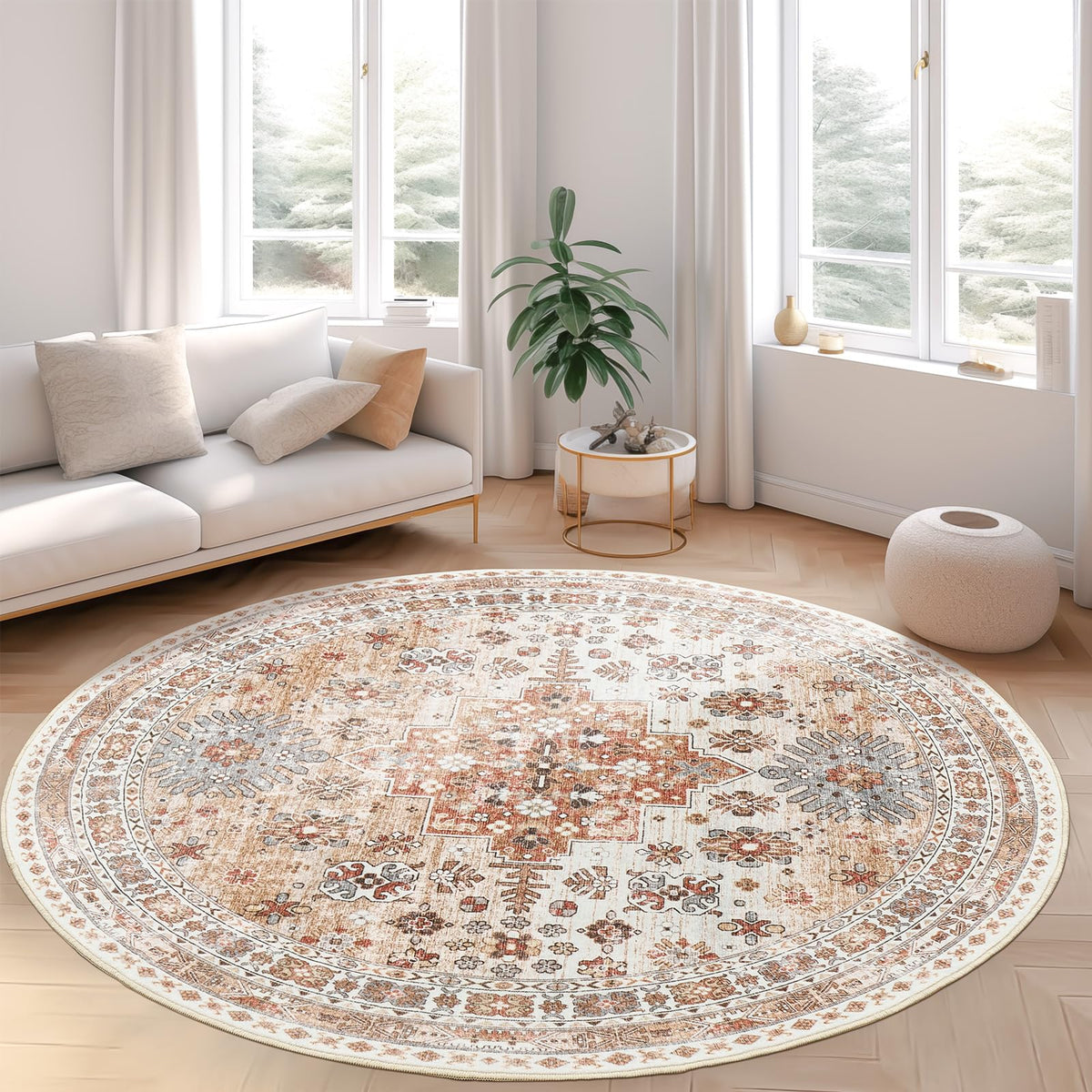 zesthome 5x7 Area Rugs for Living Room,Large Washable Rug,Orange