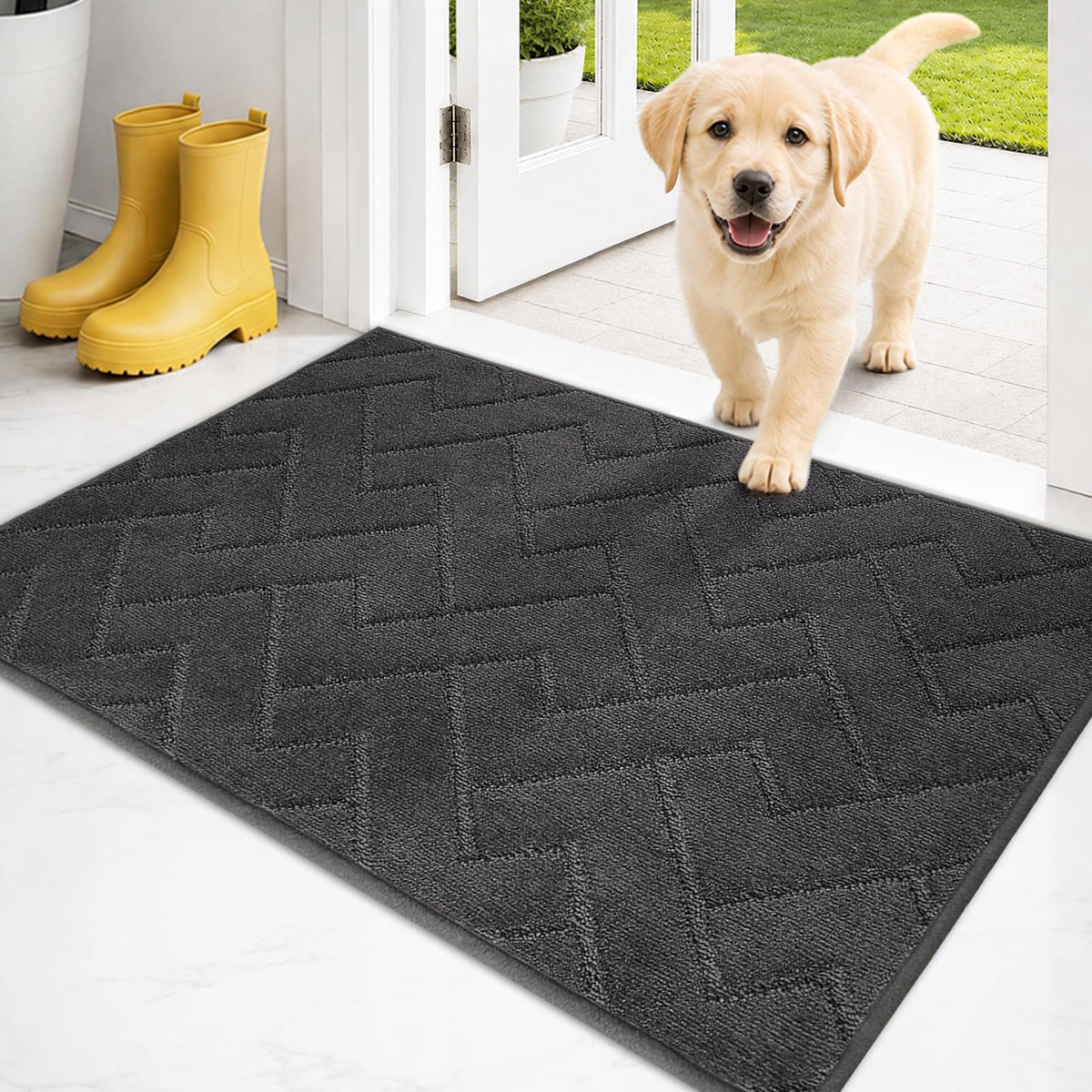 PURRUGS Dirt Trapping Door Mat Indoor Entrance, 20" x 31.5", Grey