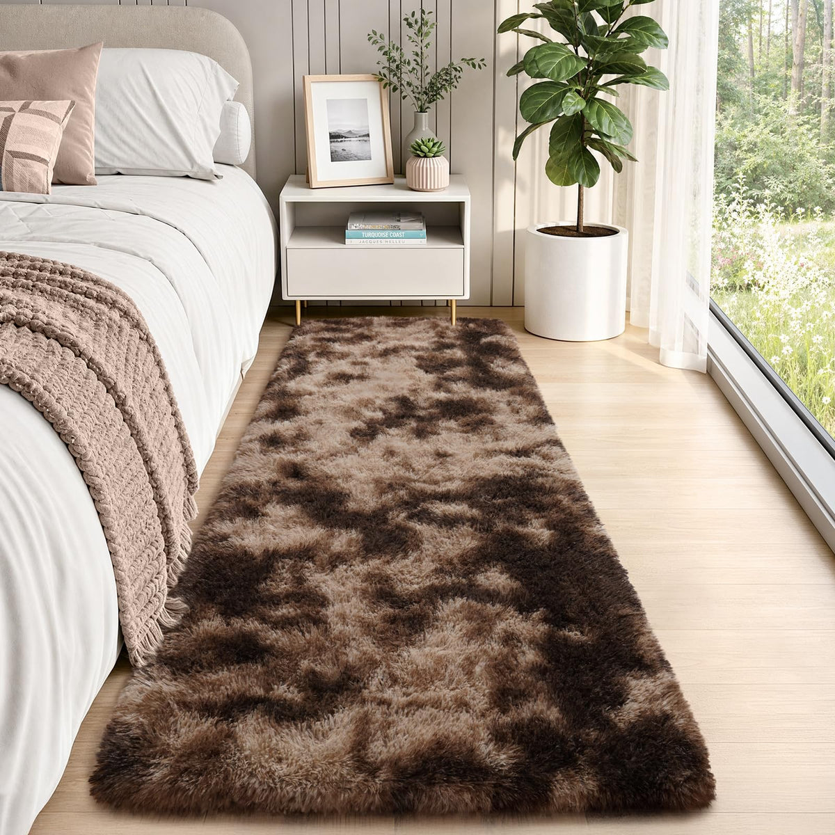 Large Cream White Rugs 5x7, Fluffy Shag Living Room Area Rugs
