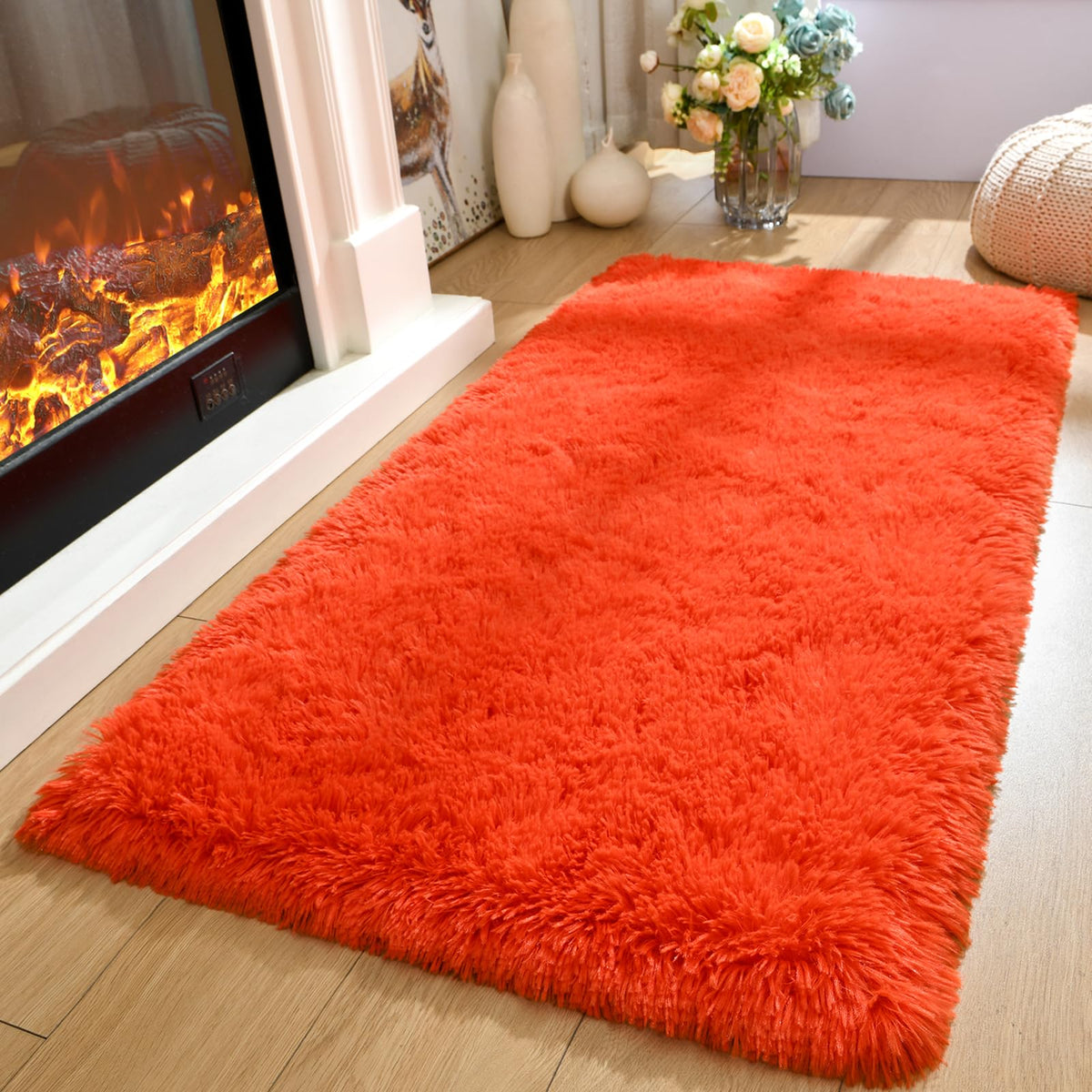 Merelax Soft Area Rug for Livingroom Bedroom, Machine Washable 4x6 Black Rugs Fluffy Shaggy Bedside Rug, Non Slip Indoor Carpet for Nursery Kids Room Home Decor Aesthetic