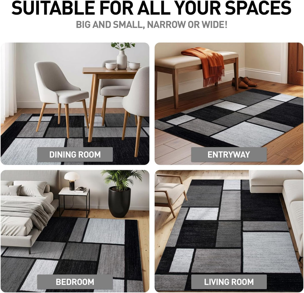 Rugshop Modern Boxes Contemporary Non-Shedding Area Rug Gray 5'3" x 7'3"