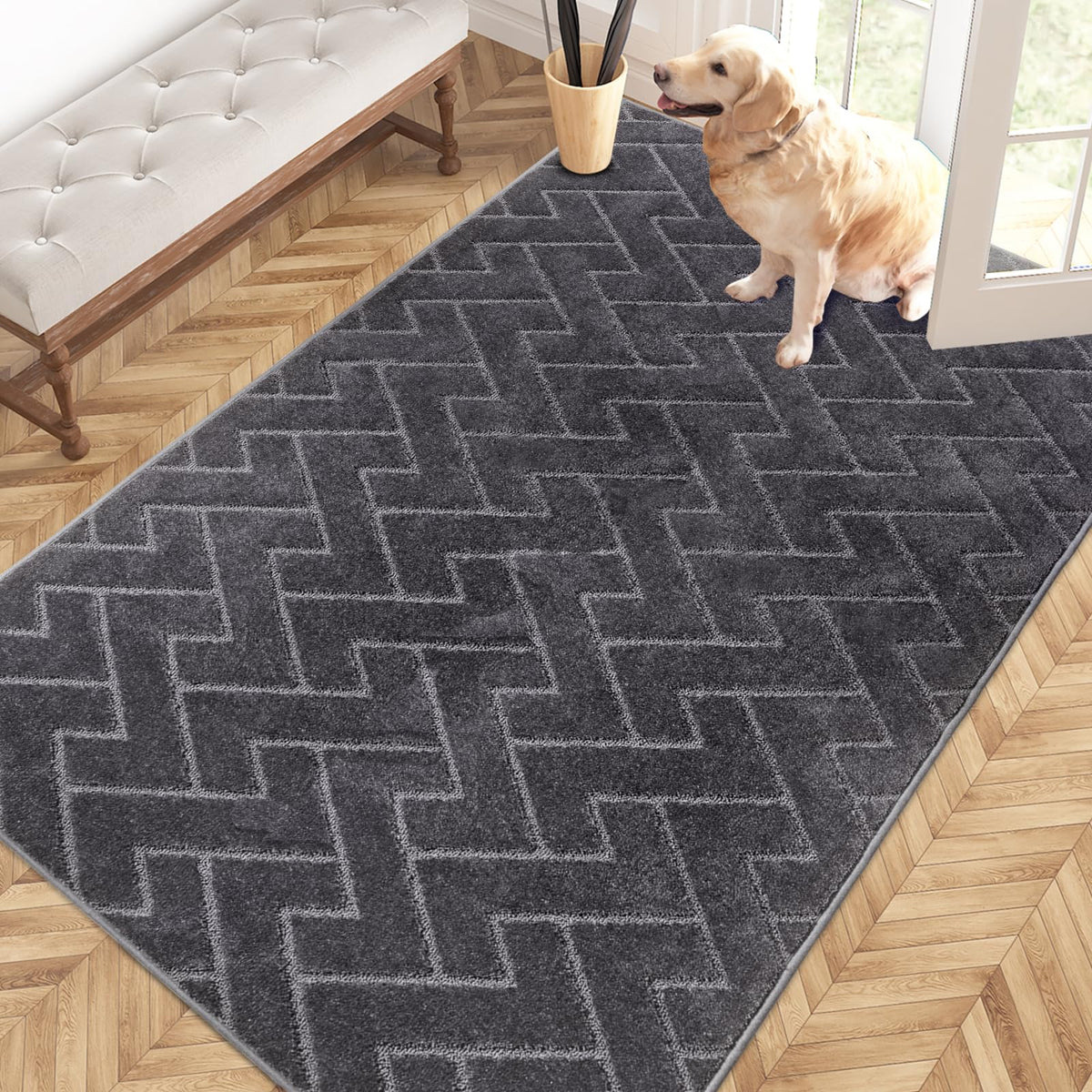 PURRUGS Dirt Trapping Door Mat Indoor Entrance, 20" x 31.5", Grey