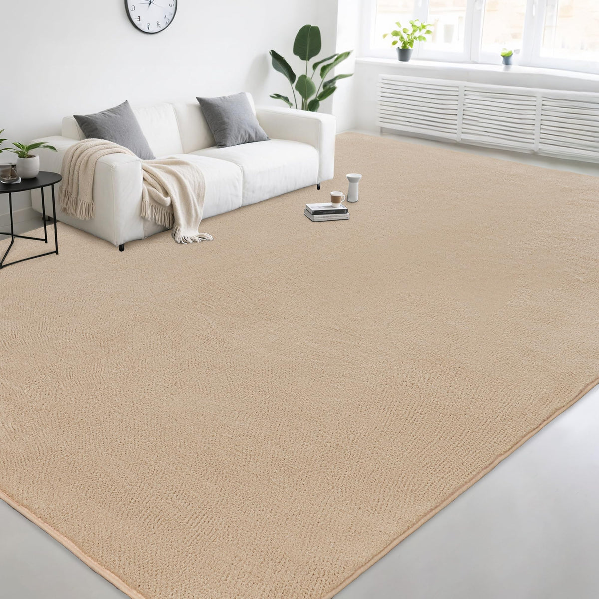 4x6 Ft Grey Modern Memory‑Foam Area Rug, Solid Indoor Carpet for Bedroom