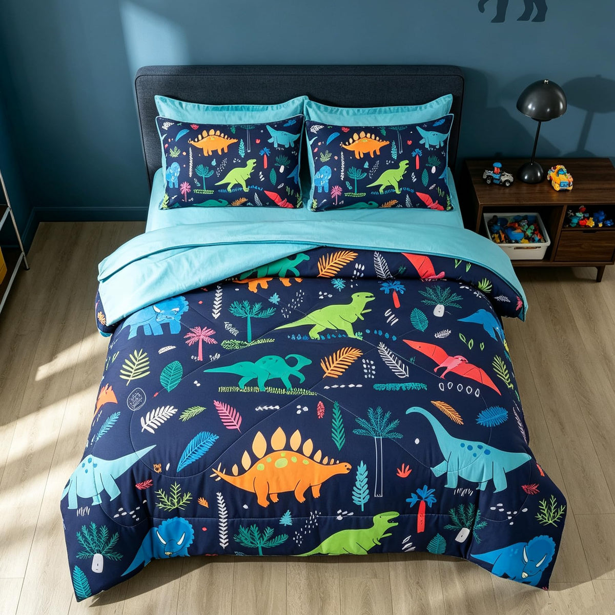 Dinosaur Bedding Set Twin for Boys 5 Pieces Wild Dino Comforter