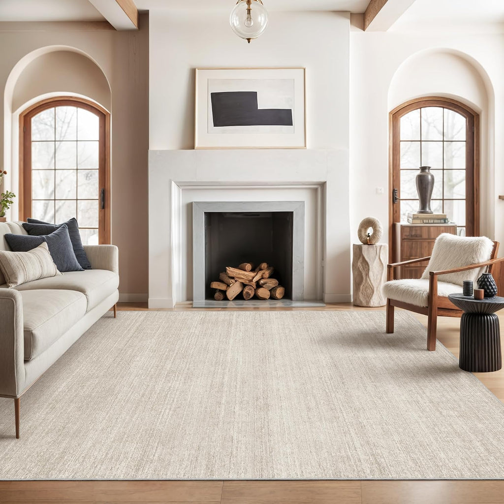 Valenrug Beige 8x10 Area Rugs for Living Room, Large Washable Rug Non Slip