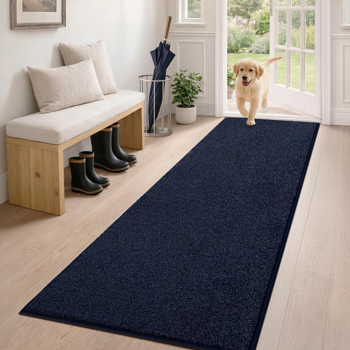 PURRUGS Dirt Trapping Indoor Door Mat, 20" x 31.5", Bluish Grey-Black