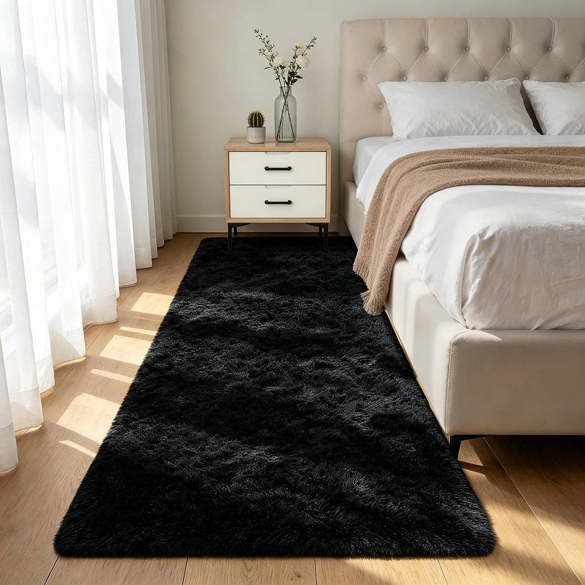 Shag Area Rugs for Bedroom Living Room,4X6 Ultra Soft Fluffy Area Rugs for Dorm,Indoor Carpet Plush Rugs for Home Decor,Tie-Dye Grey