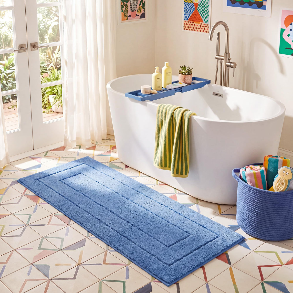 GRANNY SAYS Gray Bathroom Rug 16" x 24", Non-Slip Microfiber Bath Mat