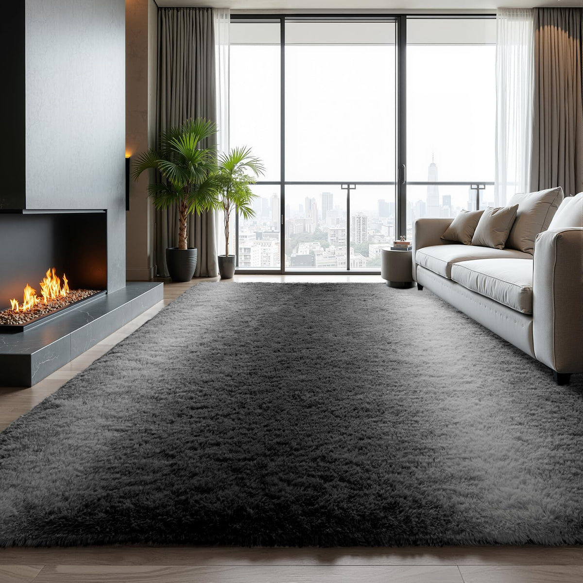 Zentavio Area Rugs for Living Room Grey Rugs for Bedroom 4x6 Carpet Fluffy Furry Soft Shag Aesthetic Plush High Pile Gray Throw Rug for Nursery Kids Room Dorm