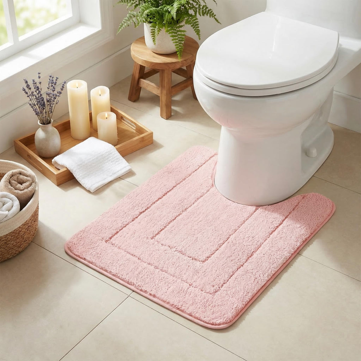 GRANNY SAYS Gray Bathroom Rug 16" x 24", Non-Slip Microfiber Bath Mat