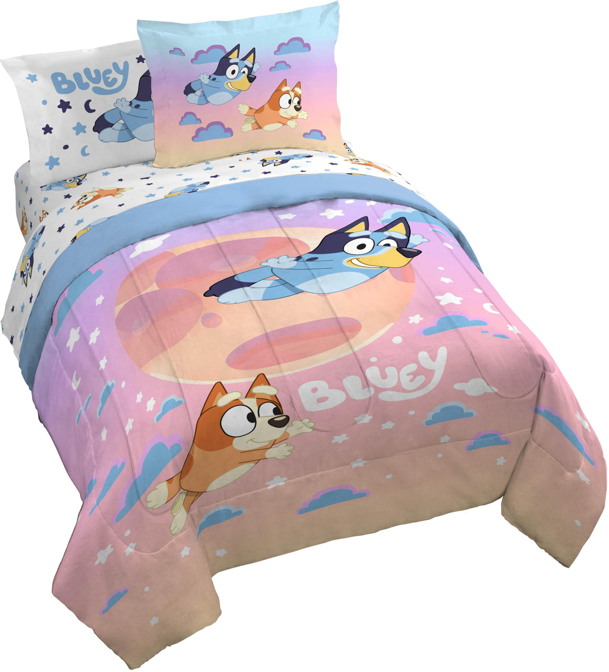 Bluey Bingo Twin Comforter Set 5 Piece Kids Bedding for Girls, Multi