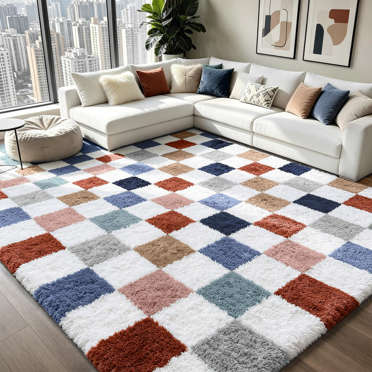 Shag Area Rugs for Bedroom Living Room,4X6 Ultra Soft Fluffy Area Rugs for Dorm,Indoor Carpet Plush Rugs for Home Decor,Tie-Dye Grey