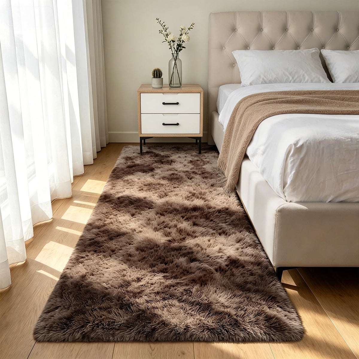 Shag Area Rugs for Bedroom Living Room,4X6 Ultra Soft Fluffy Area Rugs for Dorm,Indoor Carpet Plush Rugs for Home Decor,Tie-Dye Grey