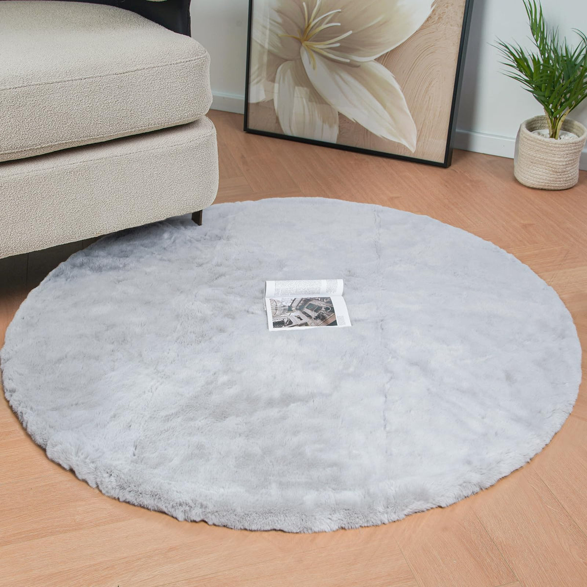 ORINOVA Beige Faux Sheepskin Rabbit Fur Shaggy Rugs for Bedroom Small Shag Washable Fluffy Fur Rug for Living Room Rug 2x3 Nursery Rectange Rugs