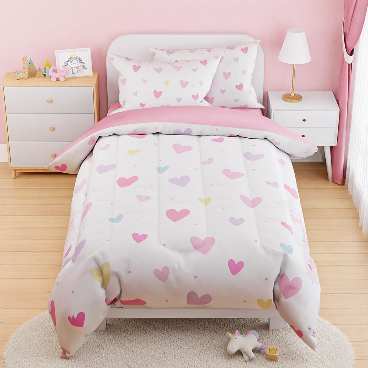 Woodland Animal Kids Bedding Set for Boys, Ultra Soft Microfiber Comforter Set Twin Size 3-Pieces, Comforters Bed Sets for Kid Tween Teen Bedroom Decor
