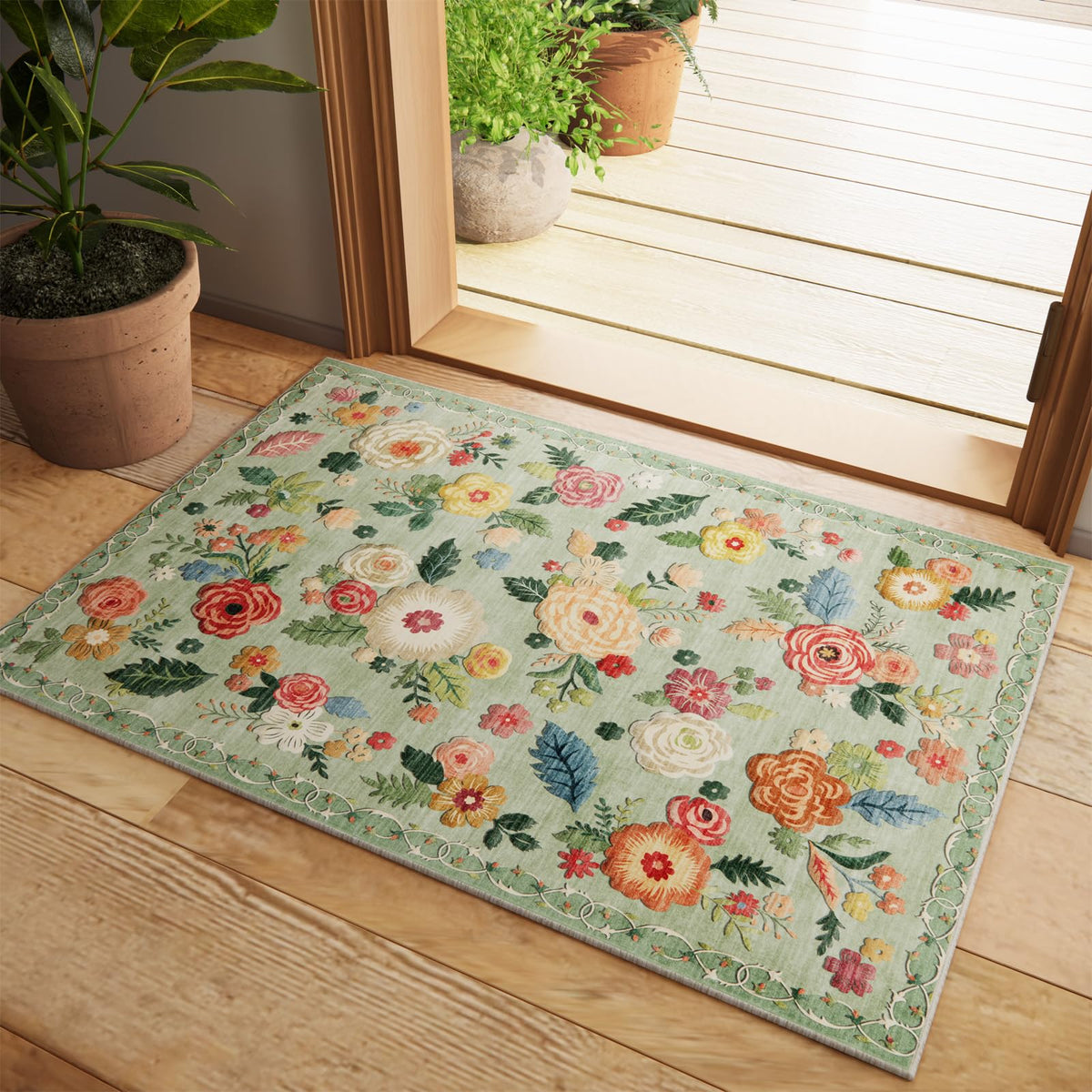 5x7 Area Rug for Living Room: Washable Bedroom Rug Non Slip Low Pile Carpet