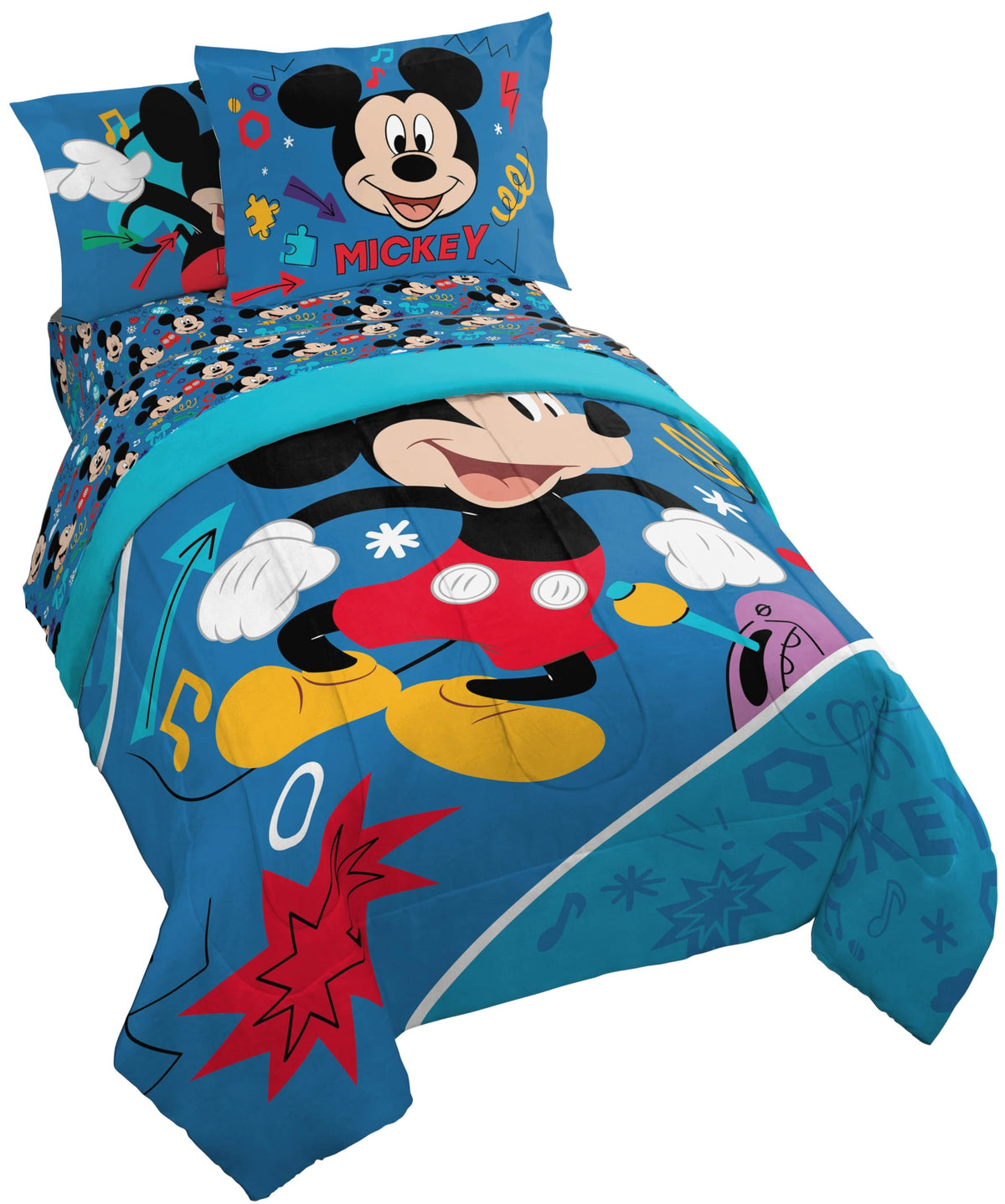 Jay Franco Kids Comforter Set Includes Sheets and Pillow Cover - Soft and Cozy Bed Set for Stylish Room Decor, Blue - Toy Story, 7 Piece Full