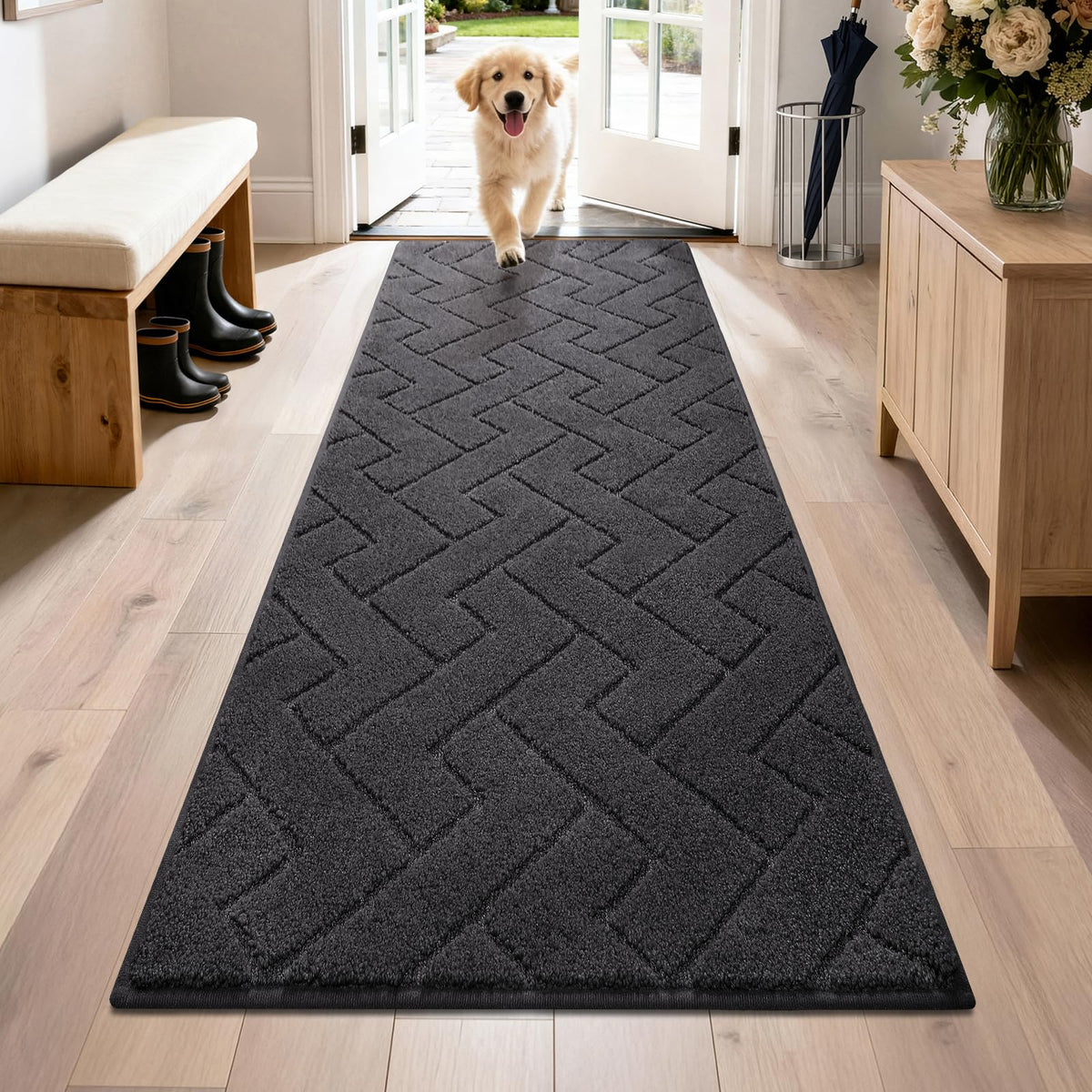 PURRUGS Dirt Trapping Door Mat Indoor Entrance, 20" x 31.5", Grey