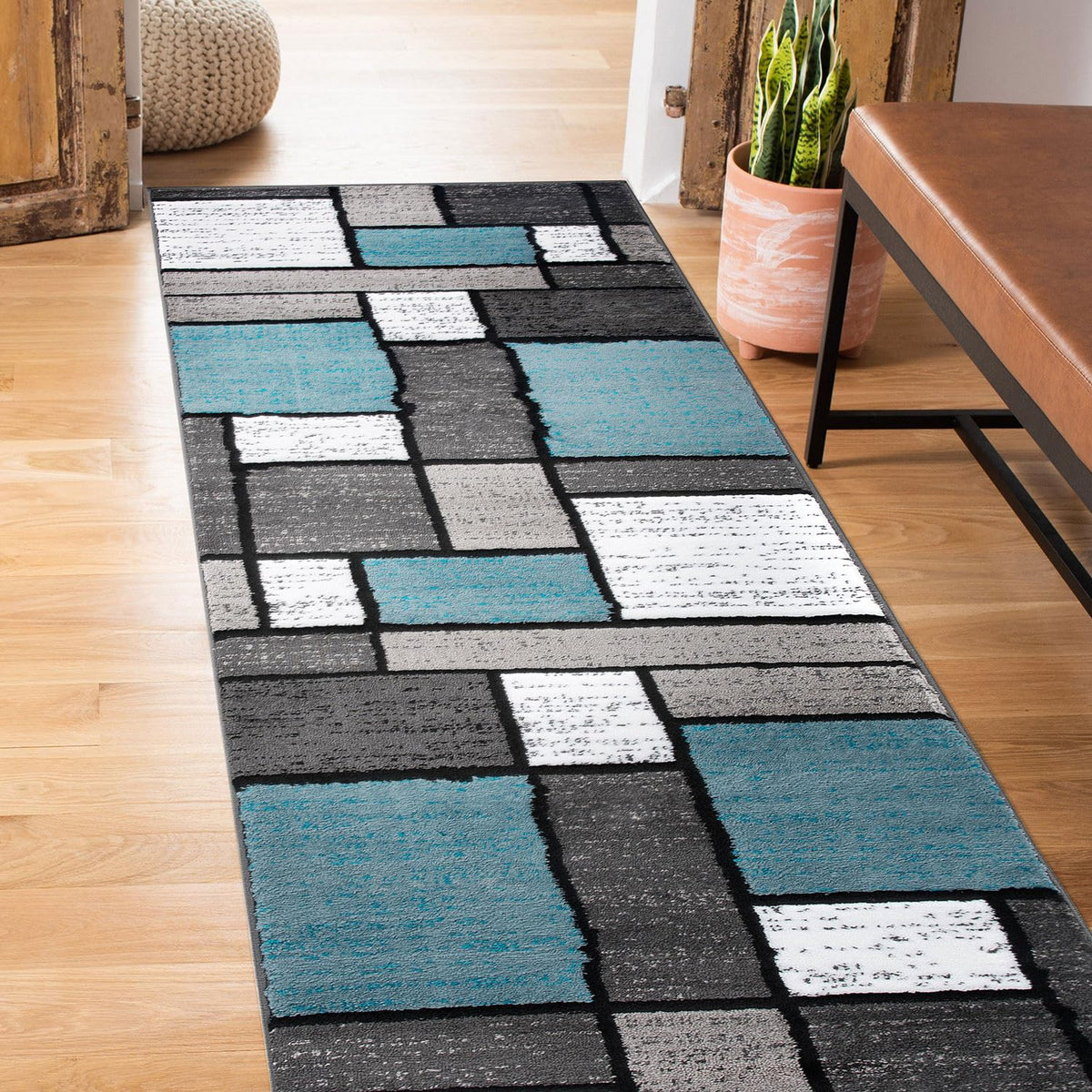 Rugshop Modern Boxes Contemporary Non-Shedding Area Rug Gray 5'3" x 7'3"