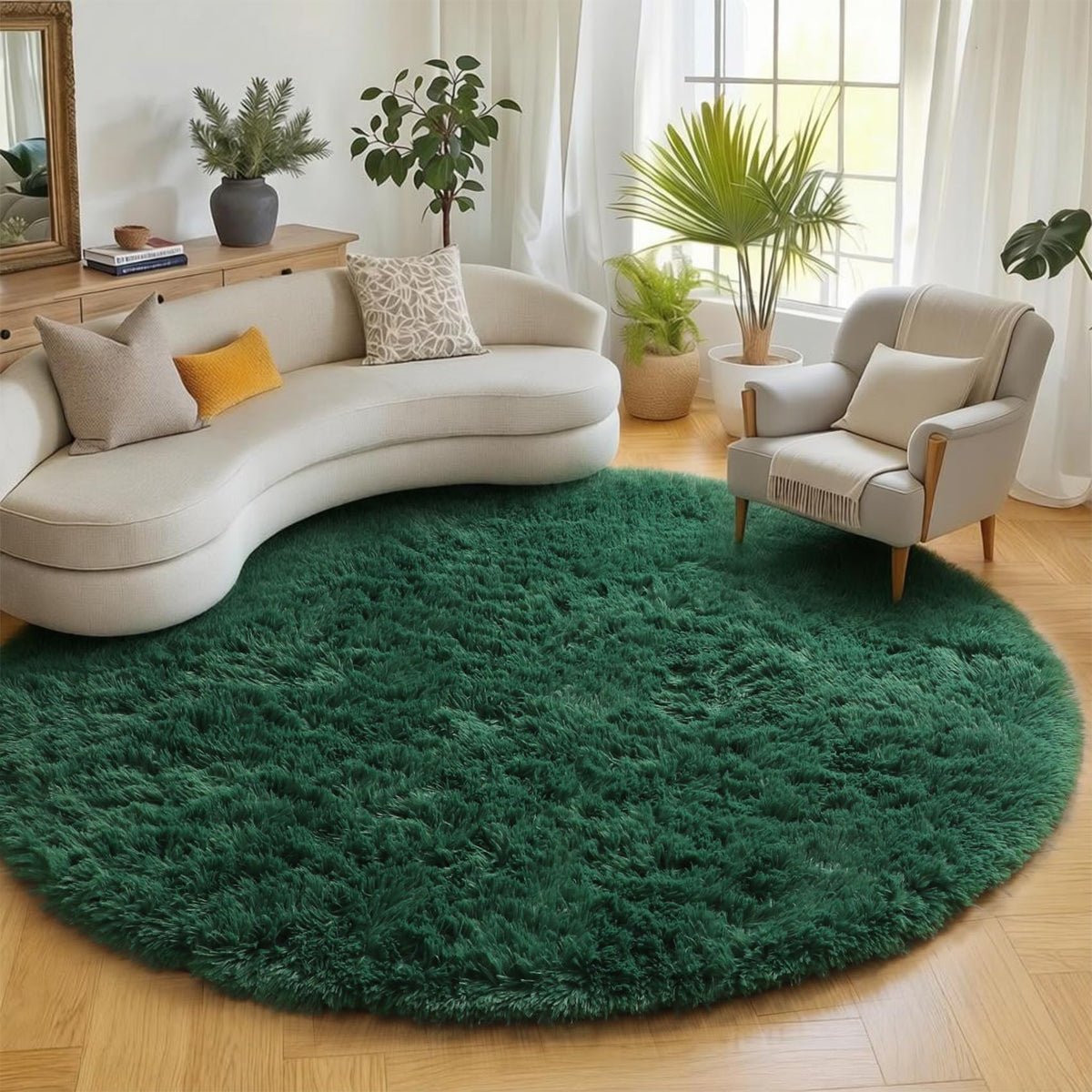 Area Rugs for Bedroom Living Room, 4x6 Fluffy Grey and Black Geometric Rug
