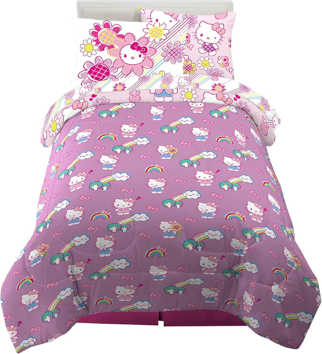 Franco Kids Bedding Super Soft Comforter and Sheet Set with Sham, 5 Piece Twin Size, Hello Kitty