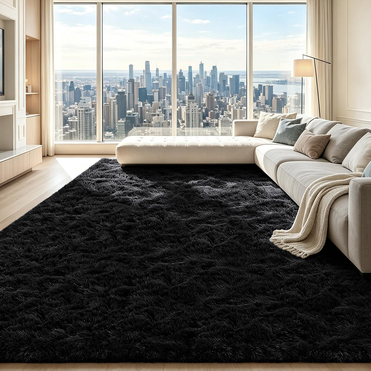 4x6 Beige Rug for Bedroom, Fluffy Shag Area Rug Small Rug Bedroom Carpet