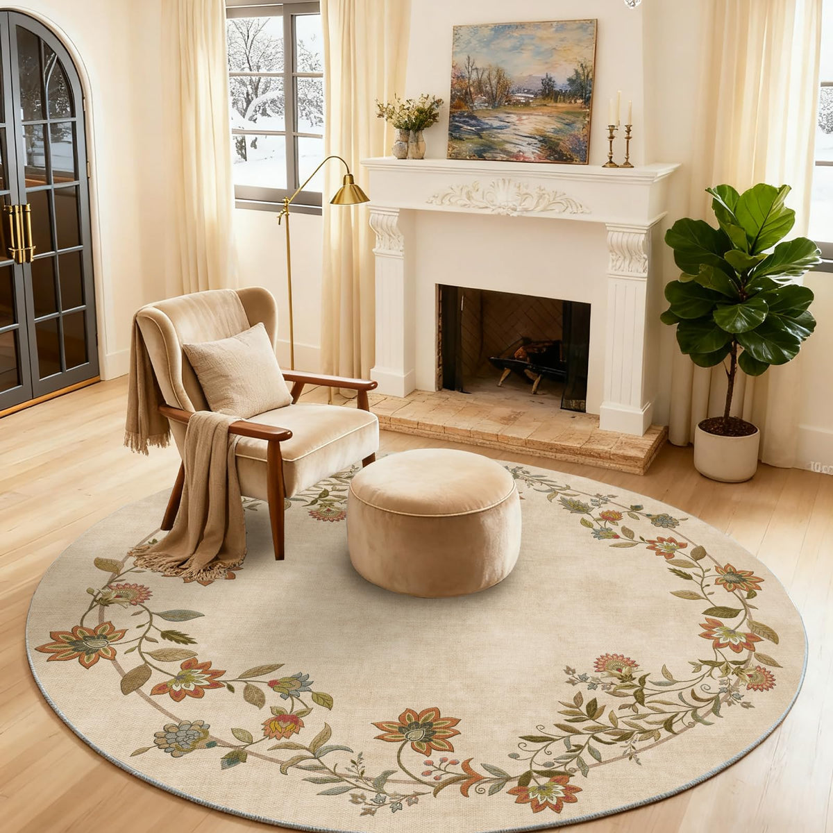 5x7 Area Rug for Living Room: Washable Bedroom Rug Non Slip Low Pile Carpet