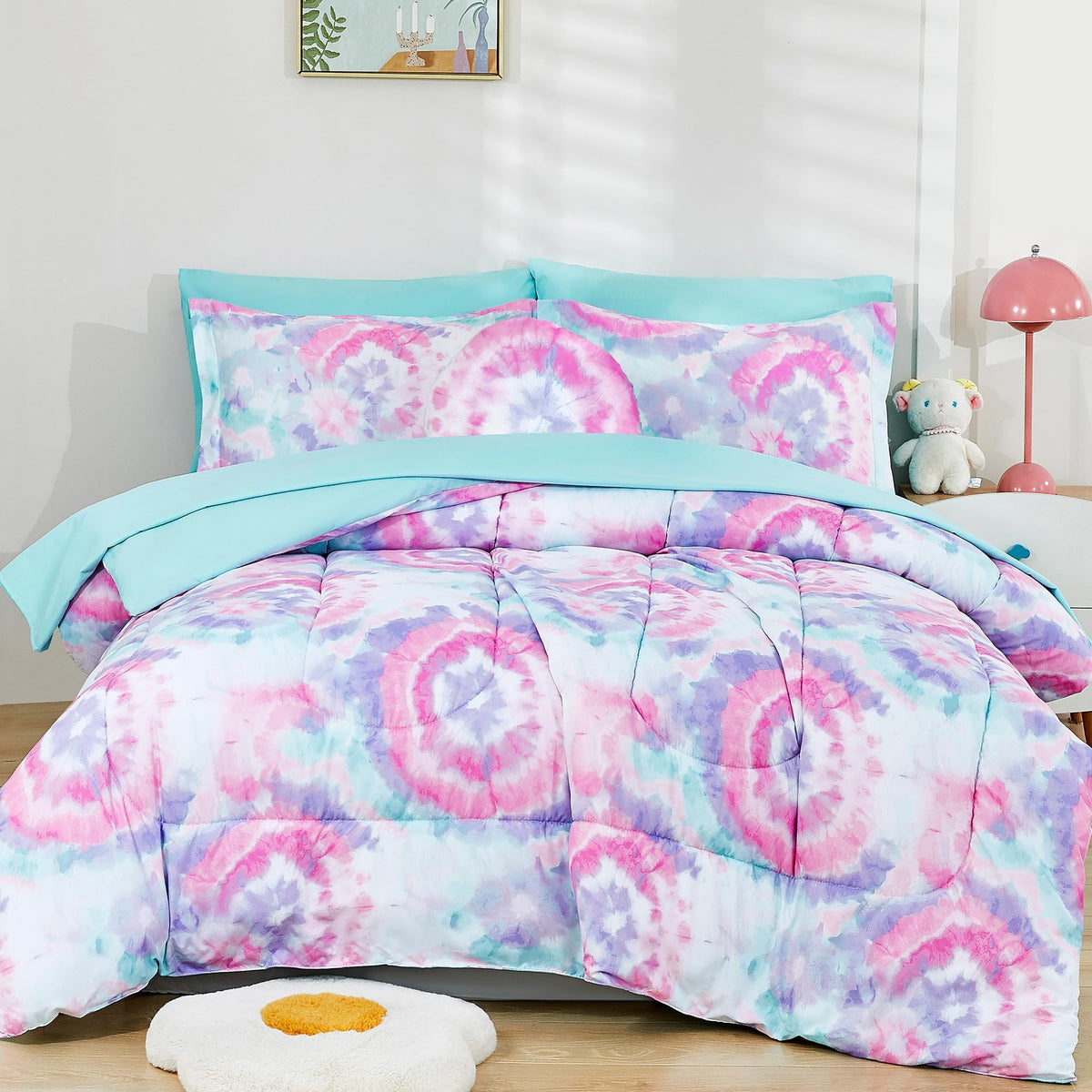 Mooreeke Kids Twin Comforter Sets for Boys 6 Pieces Truck Blue Bedding Set for Teens Soft Microfiber Kids Bed in A Bag with Comforter, Sheet Set, Shams and Decorative Toy Pillow All Season