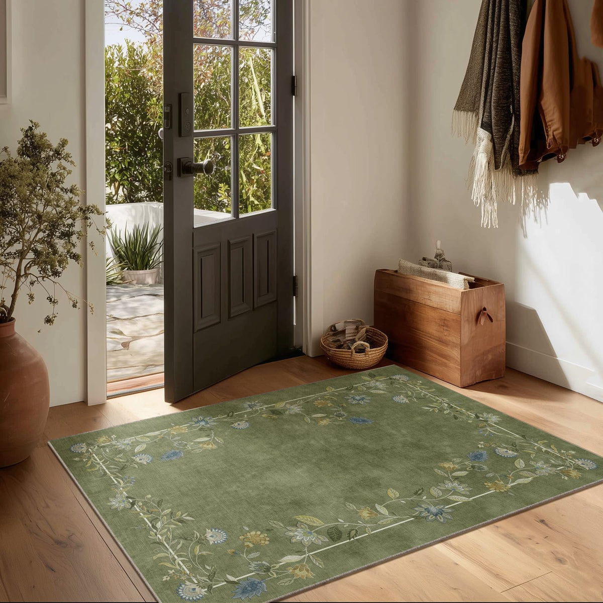 5x7 Area Rug for Living Room: Washable Bedroom Rug Non Slip Low Pile Carpet