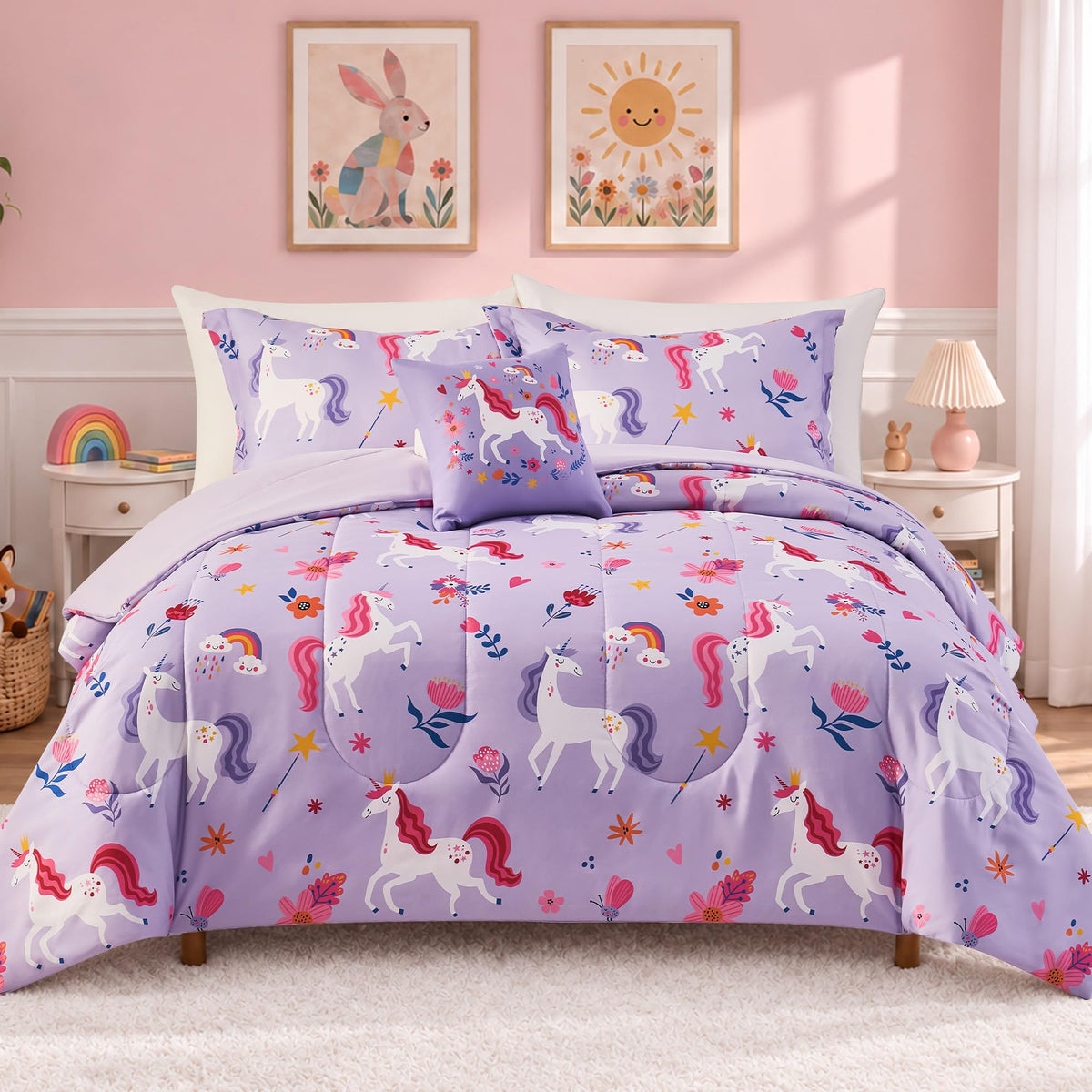 Twin Comforter Set for Girls-3 Pieces Mermaid Glow in the Dark Bedding Sets