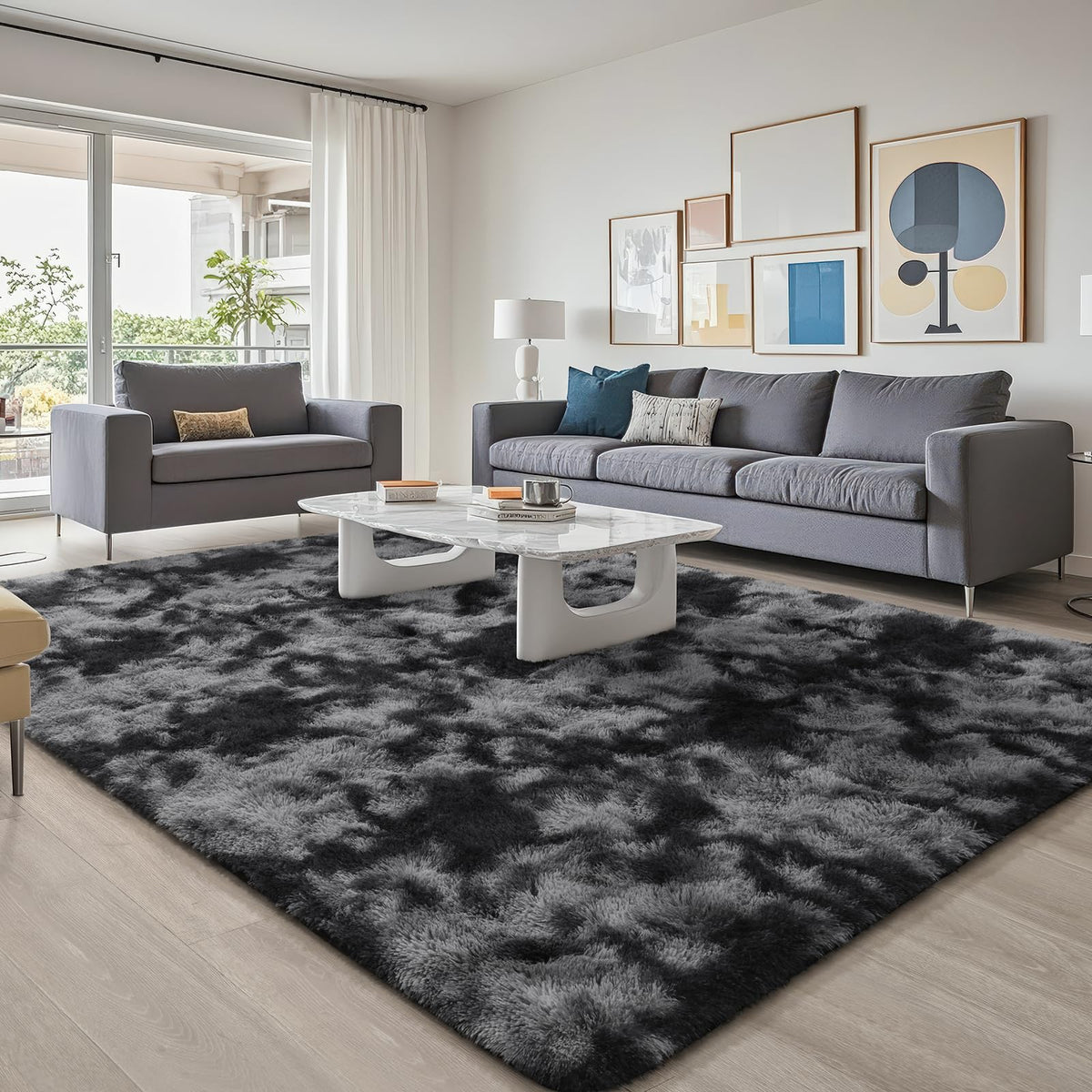 BENRON Cream White Fluffy Rugs for Living Room Bedroom 4x6, Washable